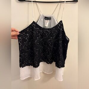 Wet Seal Black Lace Camisole with White Layer